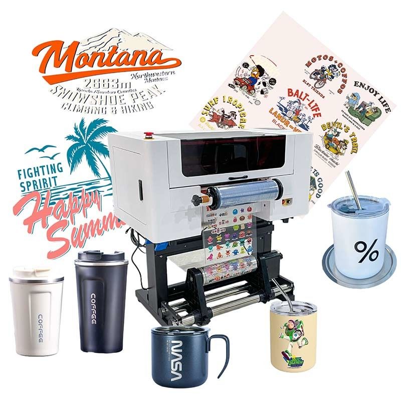 2024 Popolare stampante A3 Roll UV DTF Stampante UV DTF da 30 cm Stampa adesiva con etichette in cristallo