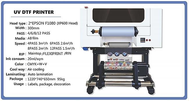 Stampante DTF UV da 30 cm a rotoli Stampante DTF UV A3 per bottiglie di plastica acrilica