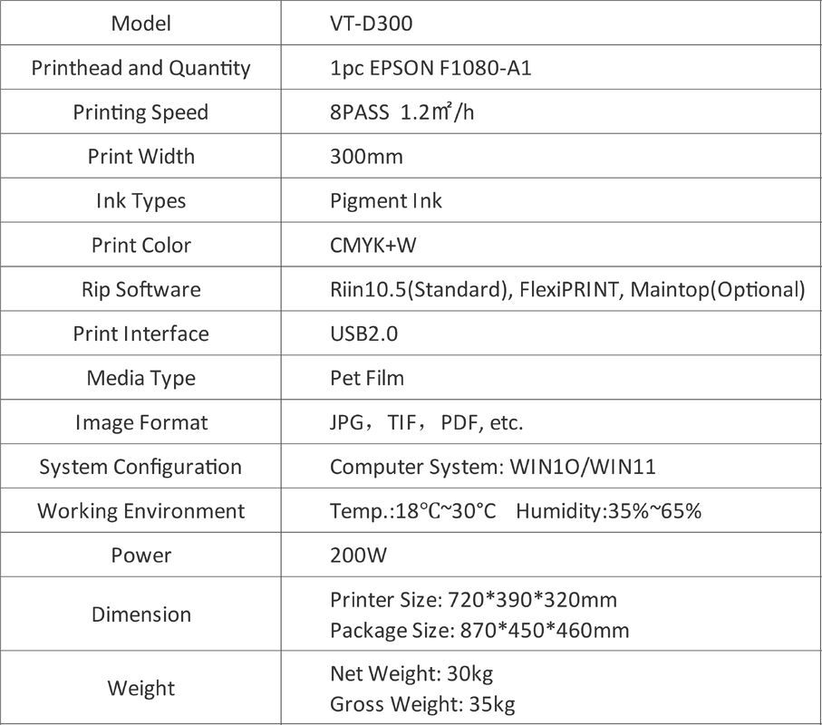 Stampante DTF A3 da 30 cm Desktop Testina di stampa XP600 Stampante DTF per stampa su film PET per magliette