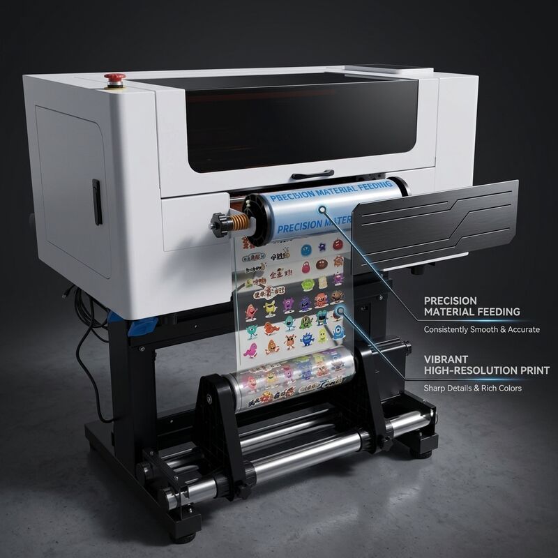 CMYK White Varnish UV DTF Printer A3 Logo Printing Machine per la decorazione delle etichette